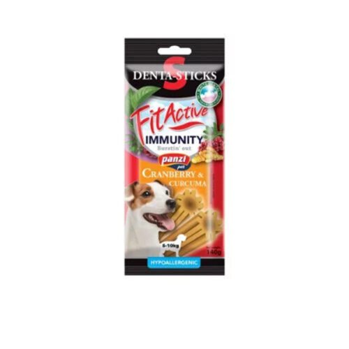 Panzi FitActive Snack Denta-Sticks Immunity Cranberry & Curcuma 5-10KG - 140g