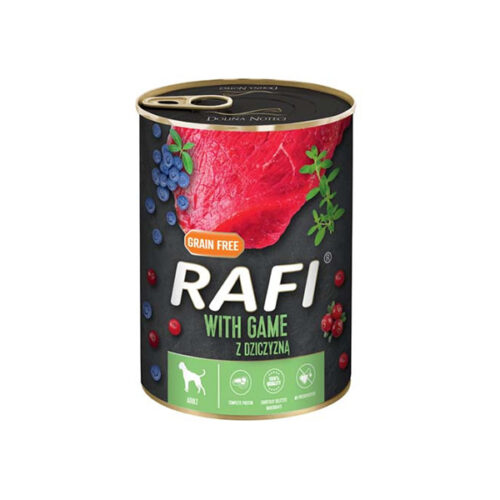 Rafi Adult Pate Vadhús Kék és Vörösáfonyával Kutyakonzerv - 400g