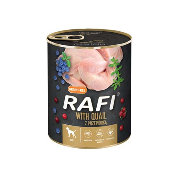 Rafi Adult Pate Fürj Kék és Vörösáfonyával Kutyakonzerv - 400g