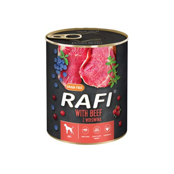 Rafi Adult Pate Marha Kék és Vörösáfonyával Kutyakonzerv - 800g