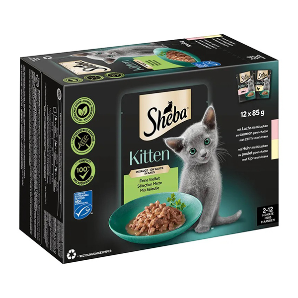 444420_pla_mars_sheba_kitten_varietaten_frischebeutel_12x85g_hs_01_1.jpg Sheba Kitten Alutasakos Eledel Vegyes Válogatás Mártásban - 12x85g