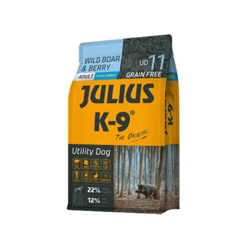 picURL_1_3009393bde997.jpg JULIUS K-9 3kg Utility Dog Hypoallergenic Wild boar&berry Adult Száraztáp - 3kg