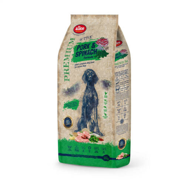 Alice Professional Adult Pork&Spinach Száraztáp – 17kg