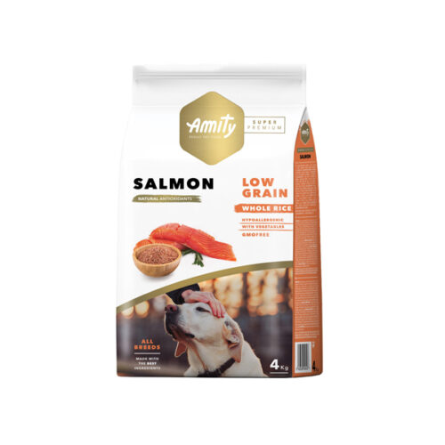 Amity Low Grain Adult Száraz kutyaeledel, lazac - 14 kg