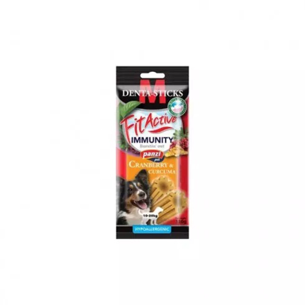 Panzi FitActive Snack Denta-Sticks Immunity Cranberry & Curcuma 10-20KG - 140g