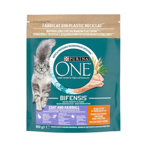 wg15730.jpg Purina One Coat&Hairball Száraz Macskaeledel Csirkével - 800g